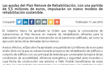 Inicio del Plan Renove de Rehabilitación Energética en Euskadi